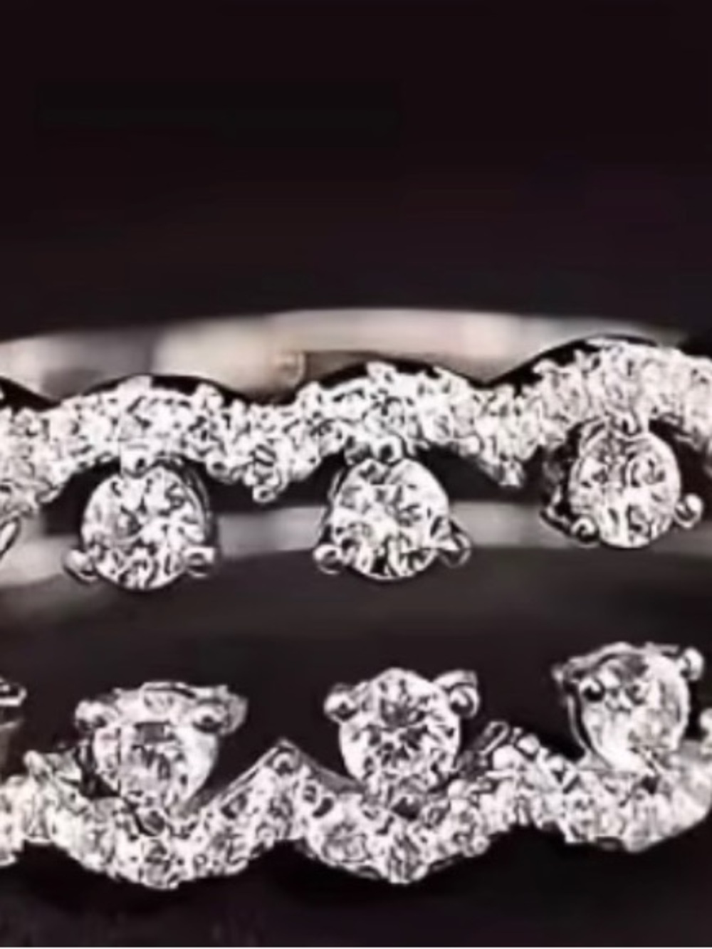 Elegant White CZ Double Row Stacking Ring - Picture 4 of 5